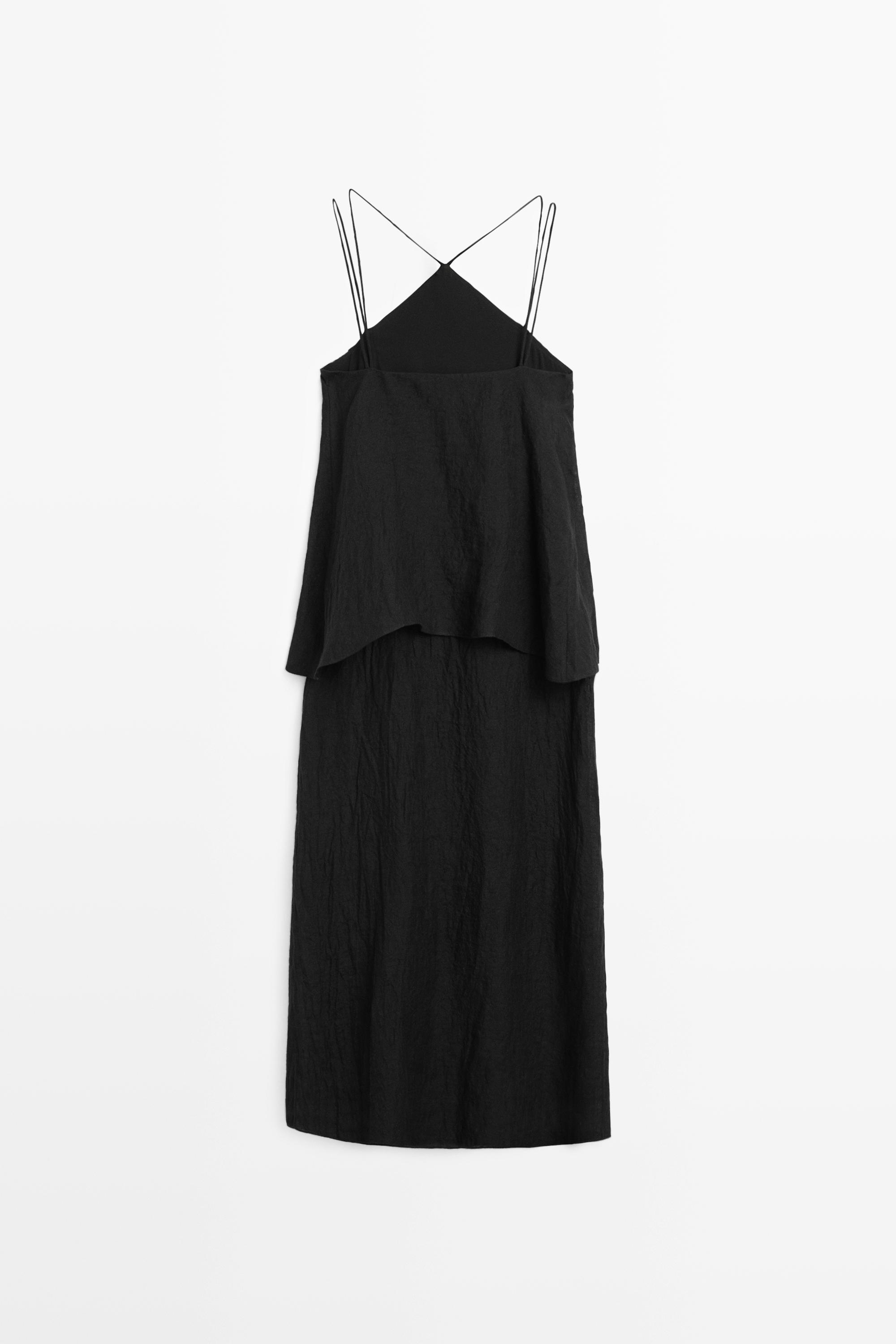 Flowing strappy 100% linen dress